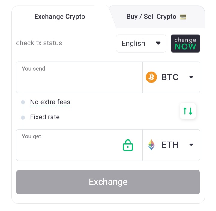Exchange cryptocurrency instantly